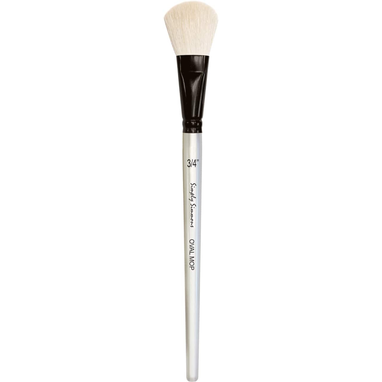 Simply Simmons White Goat Short Handle Oval Mop Brush